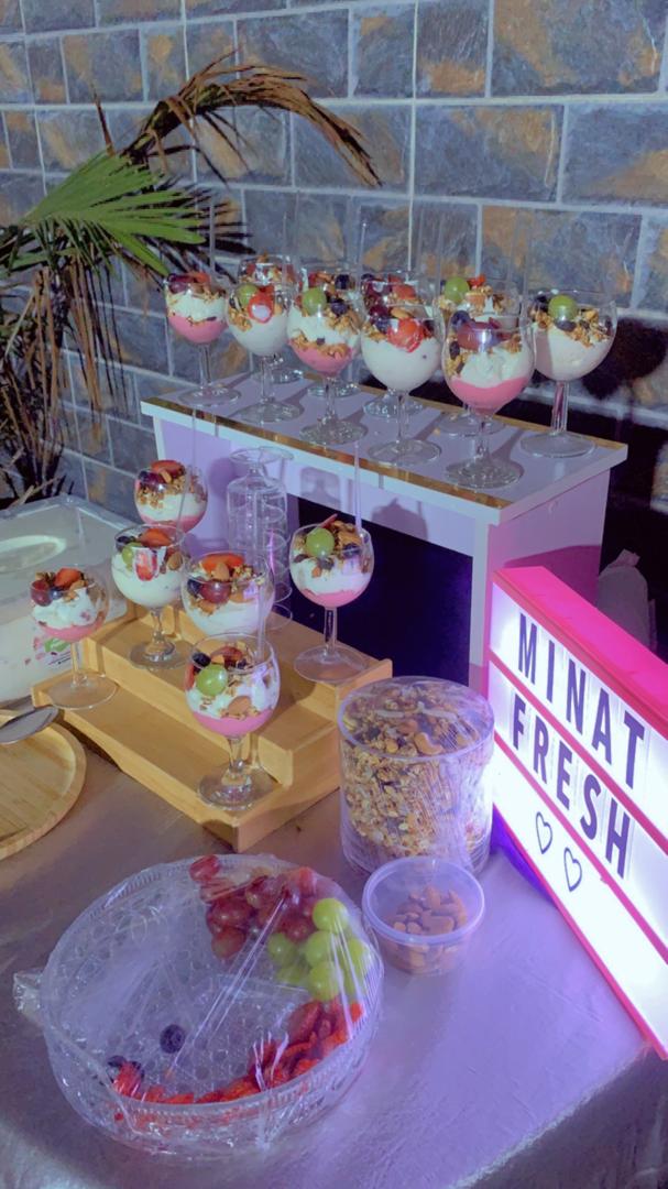 Parfait dessert table set up at an event